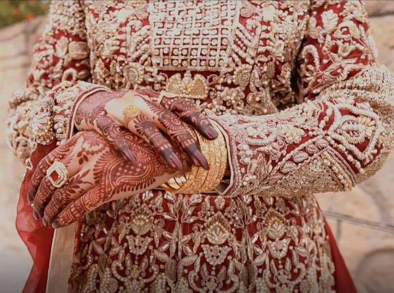 Red- Mehroon 3D work Bridal dress|Customize bridal dress for wedding 3