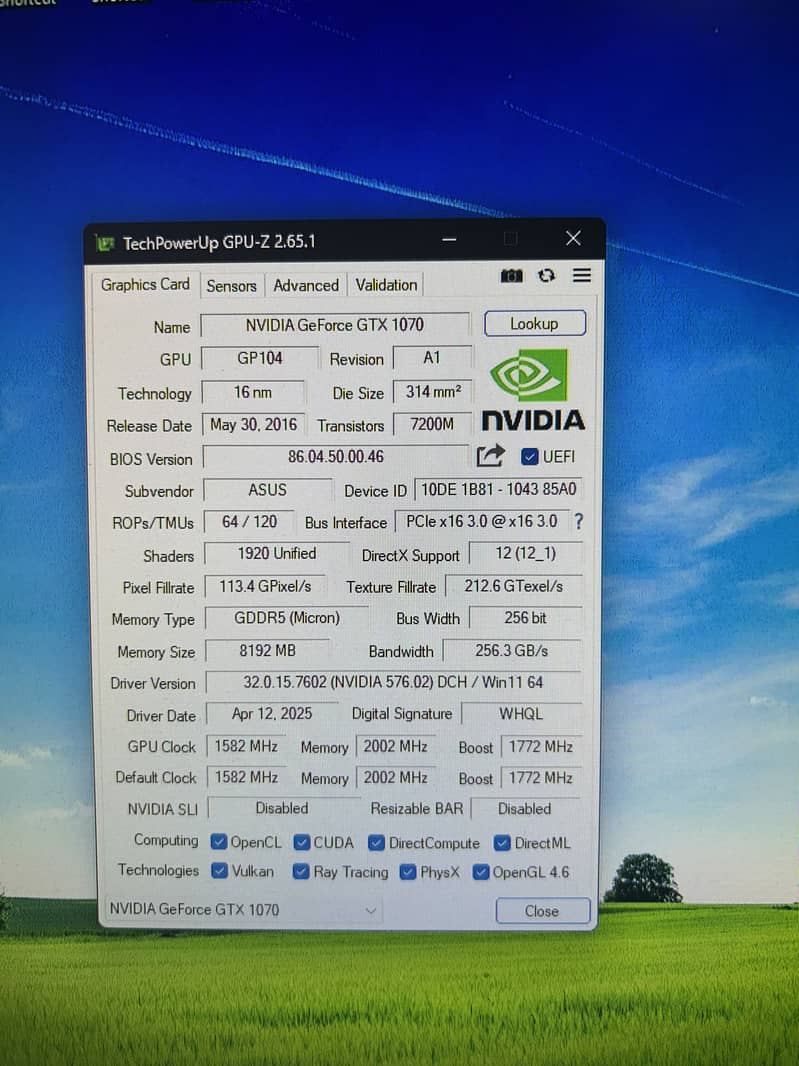 GTX 1070 8 GB Asus White 0
