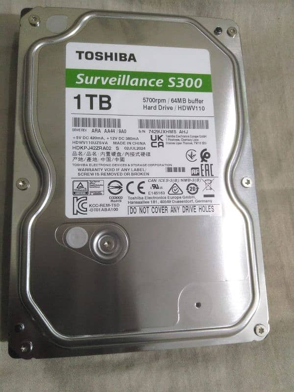 Toshiba Surveillance S300 1Tb Hard Disk 0