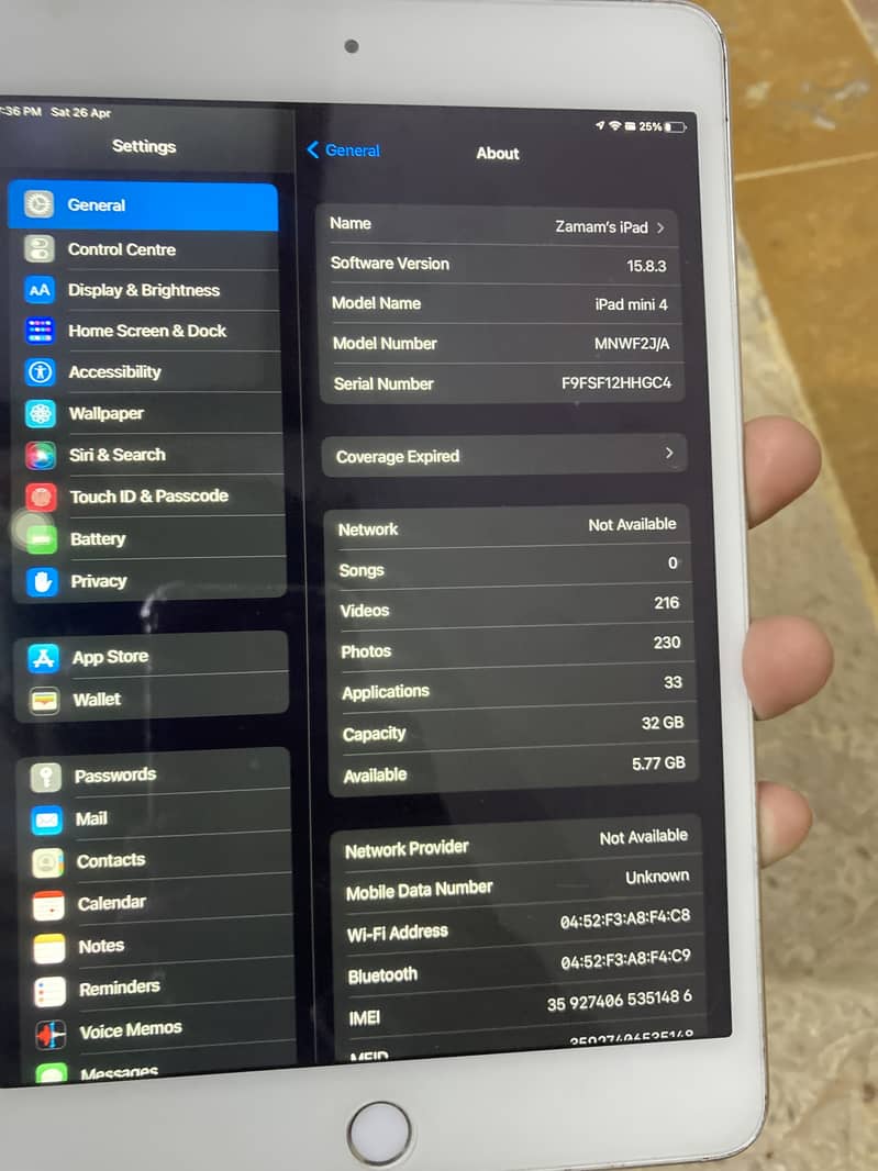 Mini 4he 32gb stand by pe he baqi sab ok he Touch ID be ok he 3