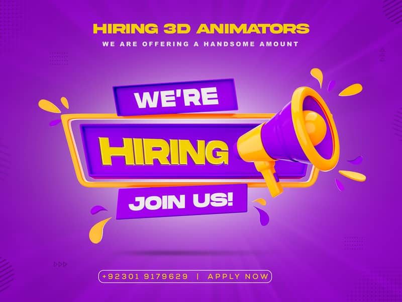 Hiring open for 3D Animator 0