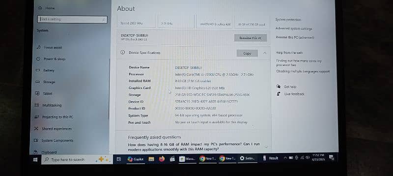 HP 840 Elitebook core i5 7 generation 8gb ram 256 SSD 2