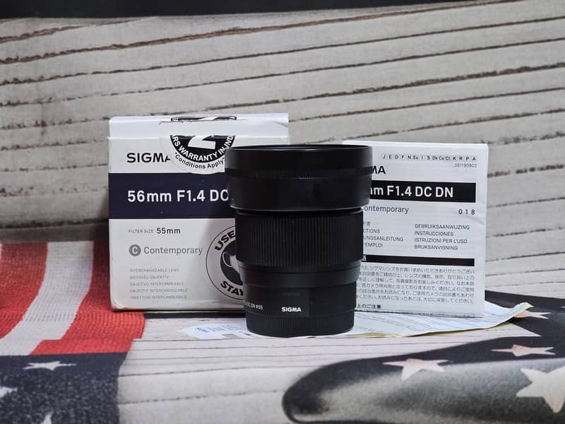 sigma 56mm f1.4 New Lens Only Box Open 1