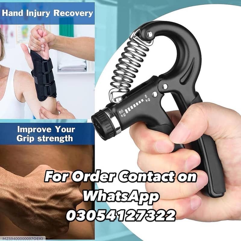 "Adjustable HandGrip Power Exerciser Forearms Wrist Strengthener 60kg 2
