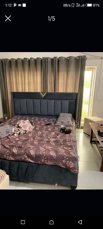 full poshish king size double bed with 2 side table 0