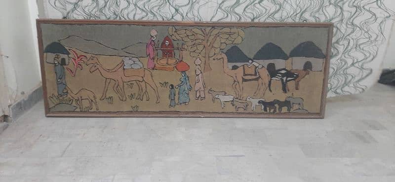 hand made scenery of a village by wool 0