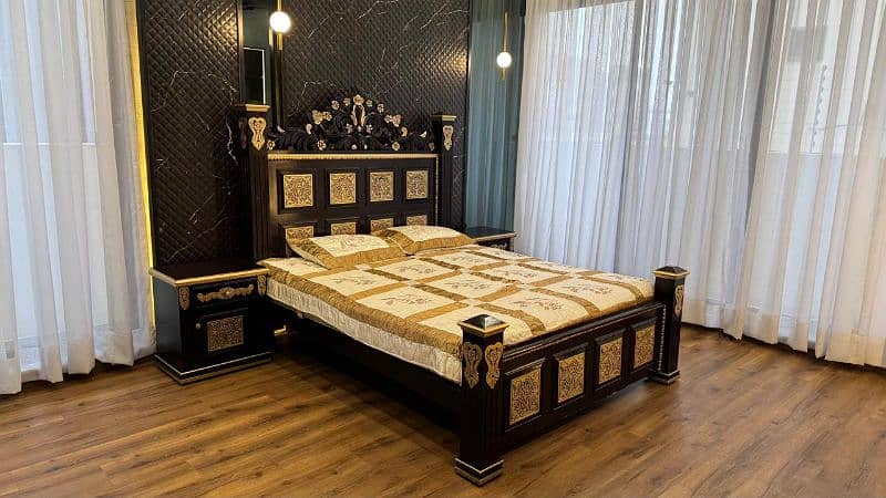 King wooden bed with mattress 4