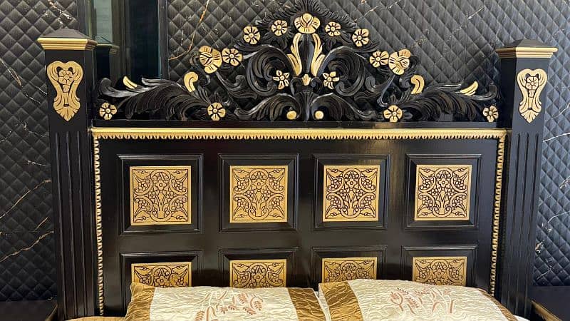 King wooden bed with mattress 5