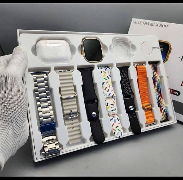 I 20 Ultra Smart watch with Earbuds and 7 straps 1