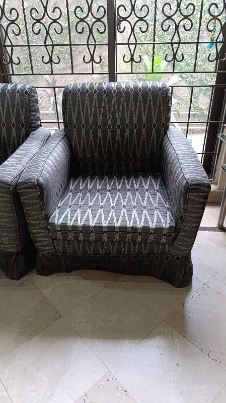 Solid Wood Construction Underneath Sofa Set 3 + 1 + 1  Good Condition 1