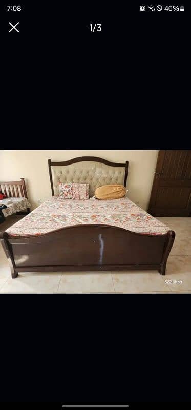 Solid wood double cushion bed set 0