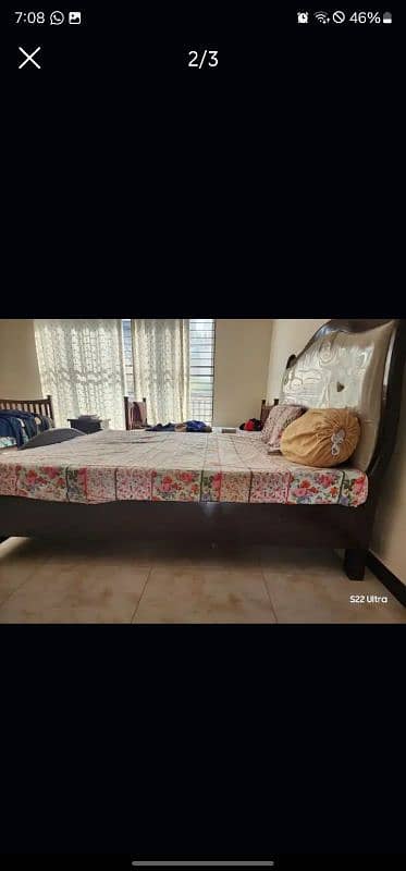Solid wood double cushion bed set 1