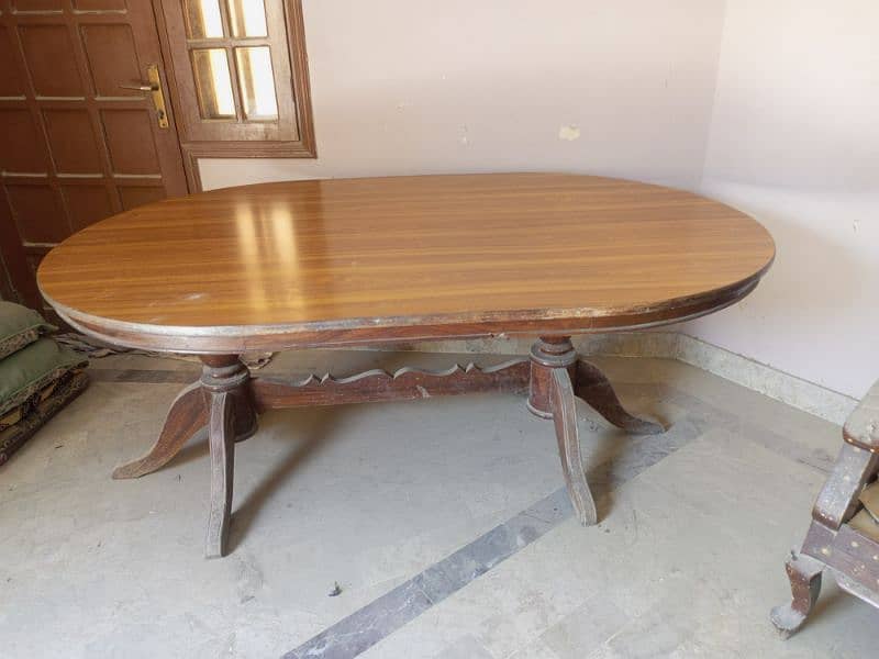 Wooden Dining Table (6 Seater Size) - Oval Shape 0