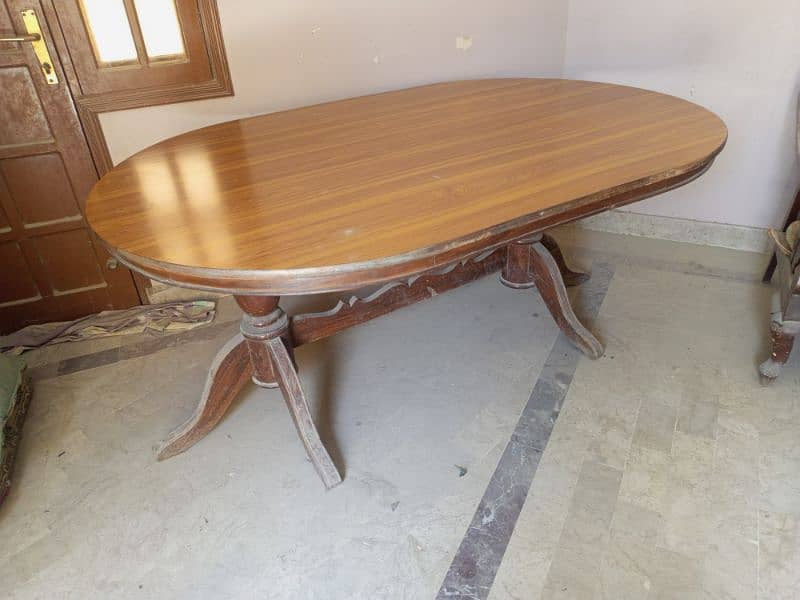 Wooden Dining Table (6 Seater Size) - Oval Shape 1