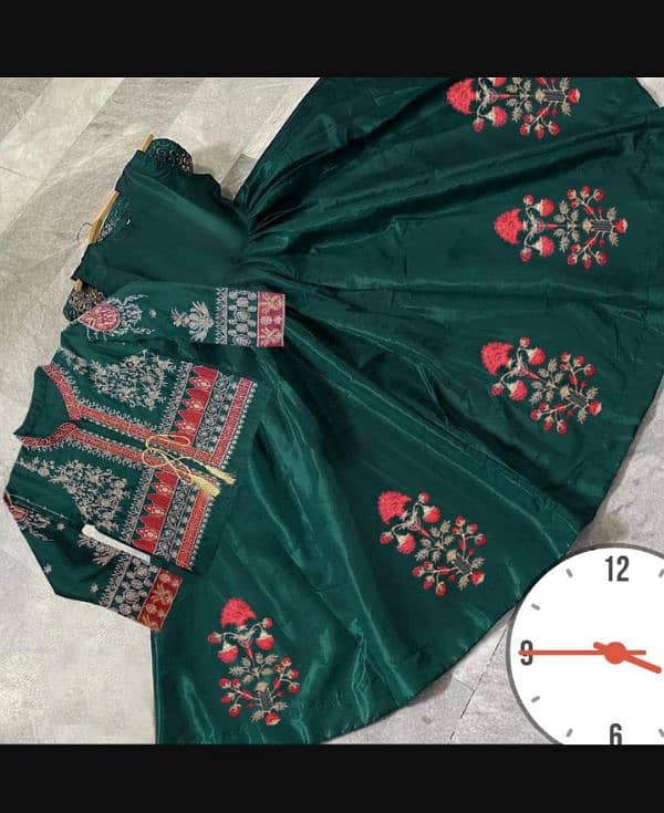 Stunning 2 Pcs Women's Stitched Embroidered Silk Maxi Suit - Round 1