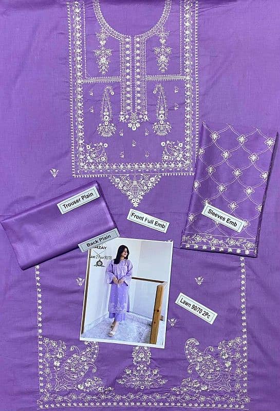 2 Pcs Women's Unstitched Embroidered Suit 1