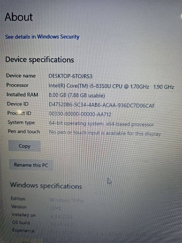 Dell Latitude 7490 Core  i5, 8GB RAM 256GB SSD 5