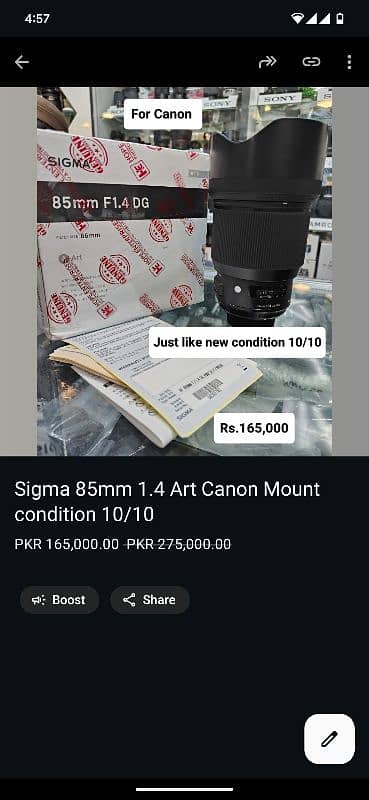 Canon Mount lenses available in good price condition just like new 0