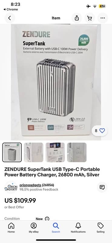 ZENDURE SuperTank 100 watt USB Type-C Portable Power Bank, 26800 mAh, 4