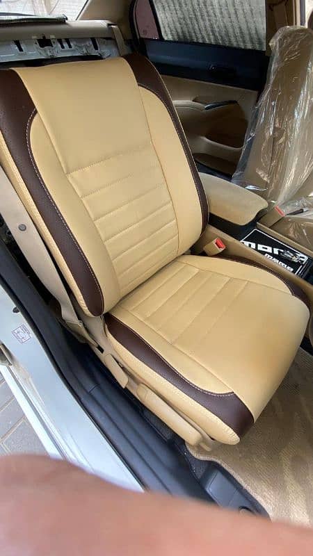 Leather rexin Made Seat Covers-Custom Made Hand Stiched Steering Cover 1