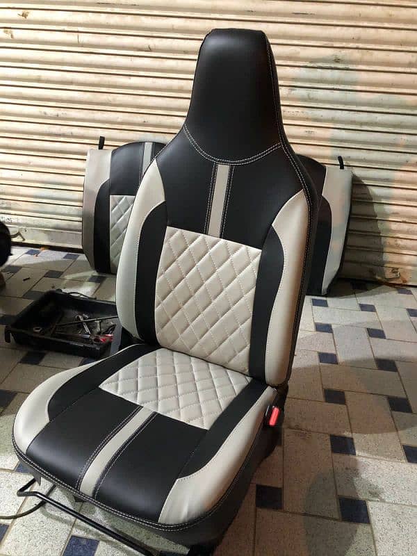 Leather rexin Made Seat Covers-Custom Made Hand Stiched Steering Cover 9