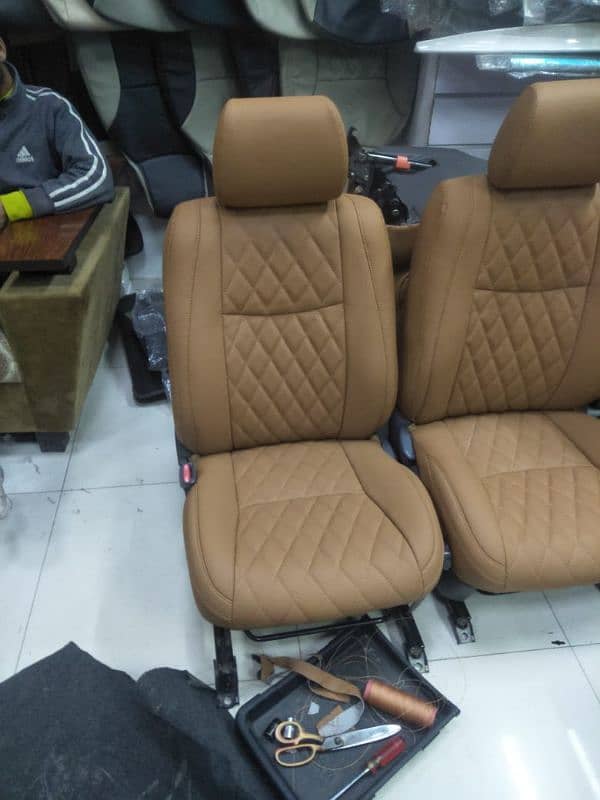 Leather rexin Made Seat Covers-Custom Made Hand Stiched Steering Cover 11