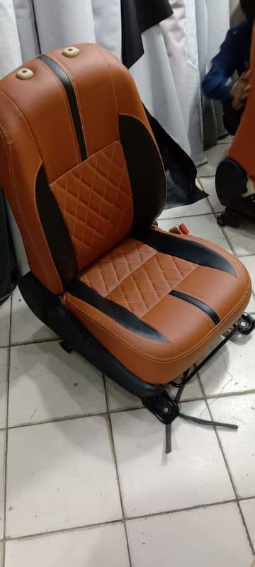 Leather rexin Made Seat Covers-Custom Made Hand Stiched Steering Cover 14
