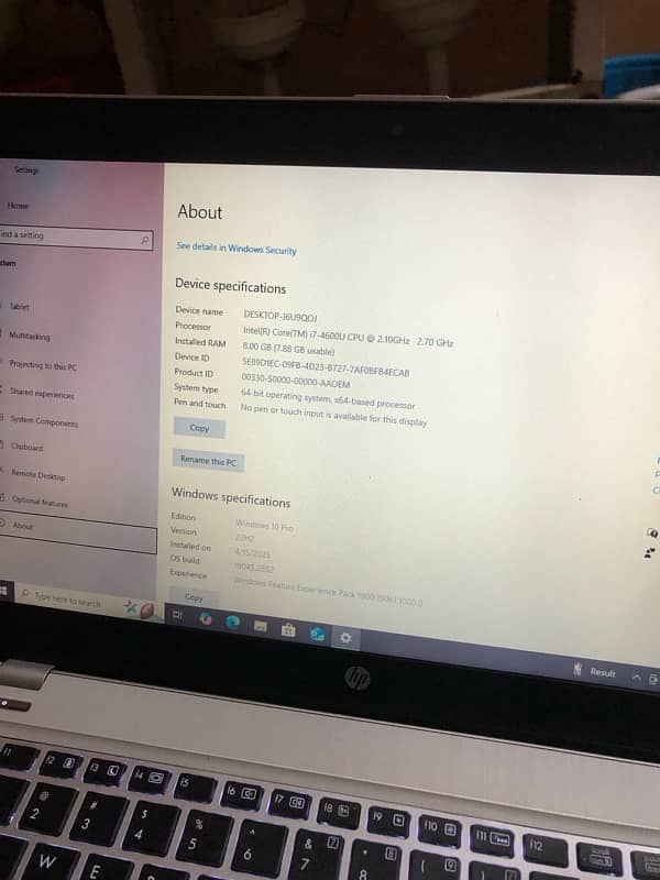 hp core i7 4gen 8/256 SSD light key bord With Origanl  charger 5