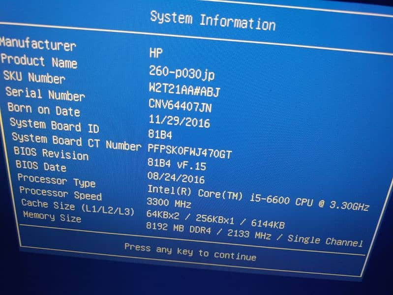 HP DESKTOP CORE I5 6TH GENERATION CHECKING WARRANTY 03122810637 1