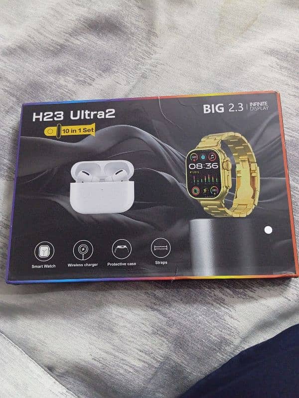 H23 Ultra smart watch with 7 strap and free airpods 1