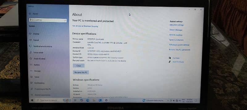 Toshiba laptop 4