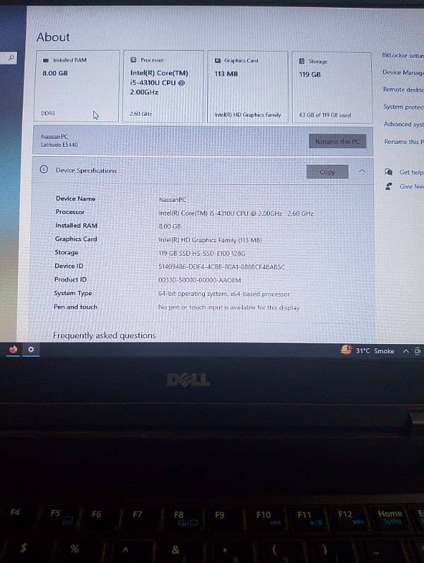 Dell Latitude 15440 - Intel Core i5, 8GB RAM, 128GB SSD +320 GB 5
