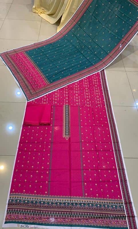 3 PC's Women's Unstitched Lawn Printed Suits 3