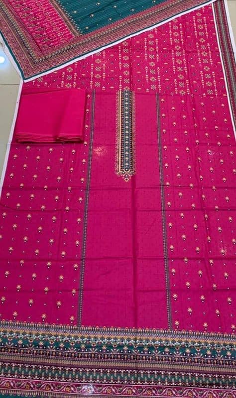 3 PC's Women's Unstitched Lawn Printed Suits 4