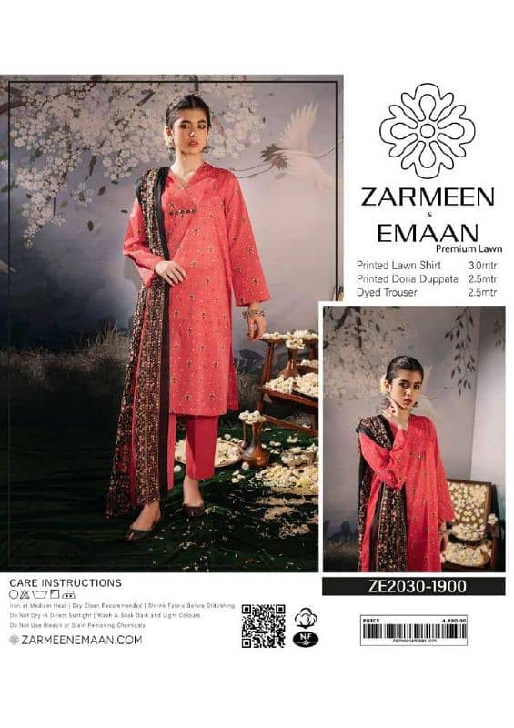 3 PC's Women's Unstitched Lawn Printed Suits 6