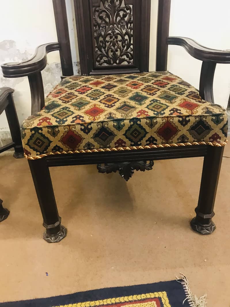 Carved Bedroom Chair Set with Table 2