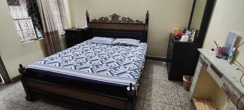 Double Bed set | Side table | Spring mattress | Wooden Furniture 0