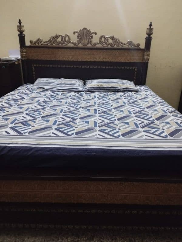 Double Bed set | Side table | Spring mattress | Wooden Furniture 1