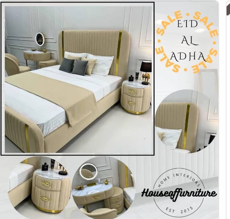 Bed / bed set / king size bed / double bed / poshish bed /side tables 12