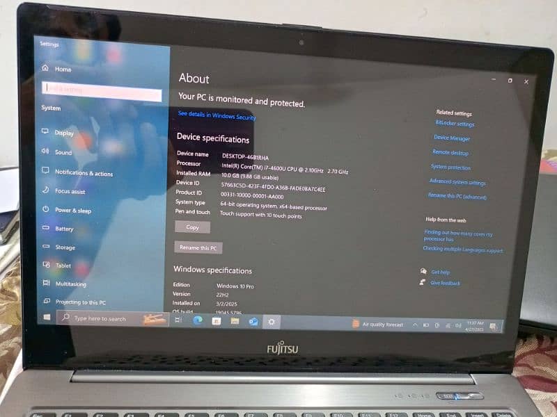FUJITSU  Core i7  4th Generation LifeBook Touch Support 3