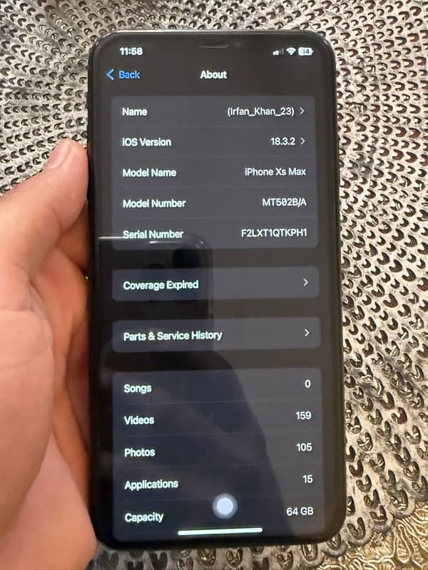 iPhone XS Max for sale one (1) hand used 6
