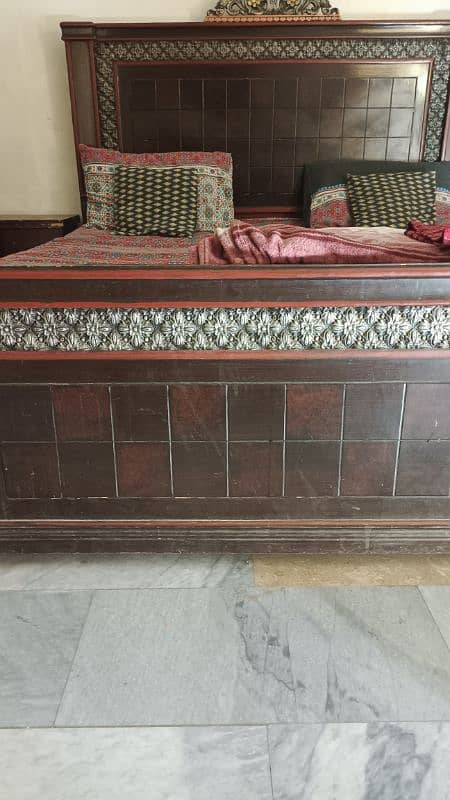 Double Bed with Mattress and side TablesFor sale 1