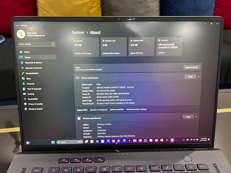 Asus Zephyrus G16 Laptop For Sale - Excellent Condition! 11