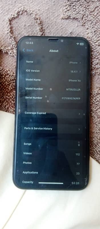 iPhone XS 10 by 10 condition 82 bettery health 64 hn 0