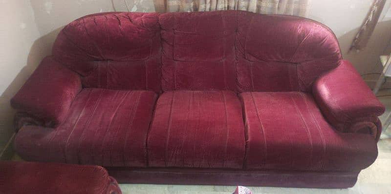 Burgundy Velvet Sofa Set - 5 Seater 5