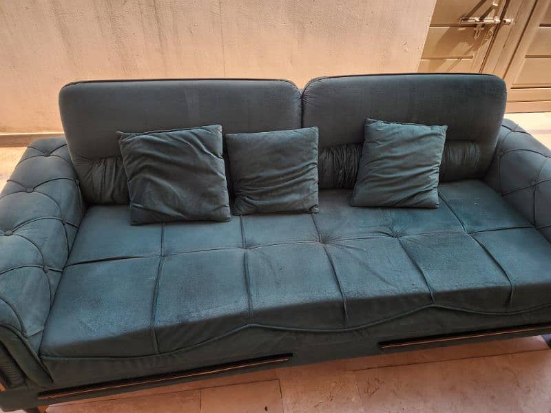 5 seater SeaGreen Velvet Sofa 1