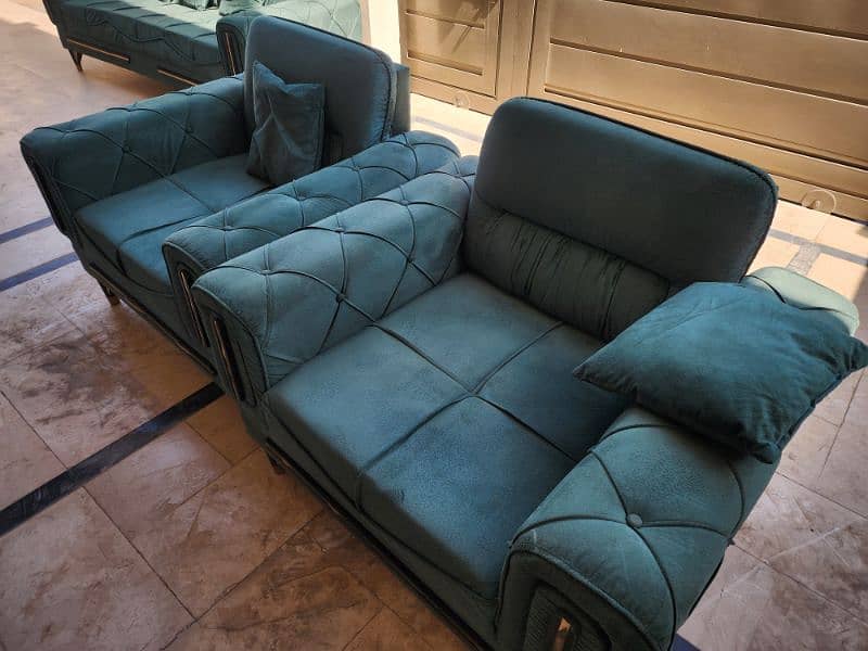 5 seater SeaGreen Velvet Sofa 2