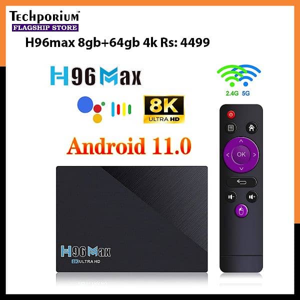 Android Smart TV Box & Wireless Remote Mxq, H96 Max, X96q Mini, T9 3