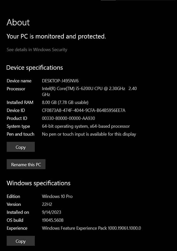 Core i5 6th generation L560 8GB RAM 128 SSD 9