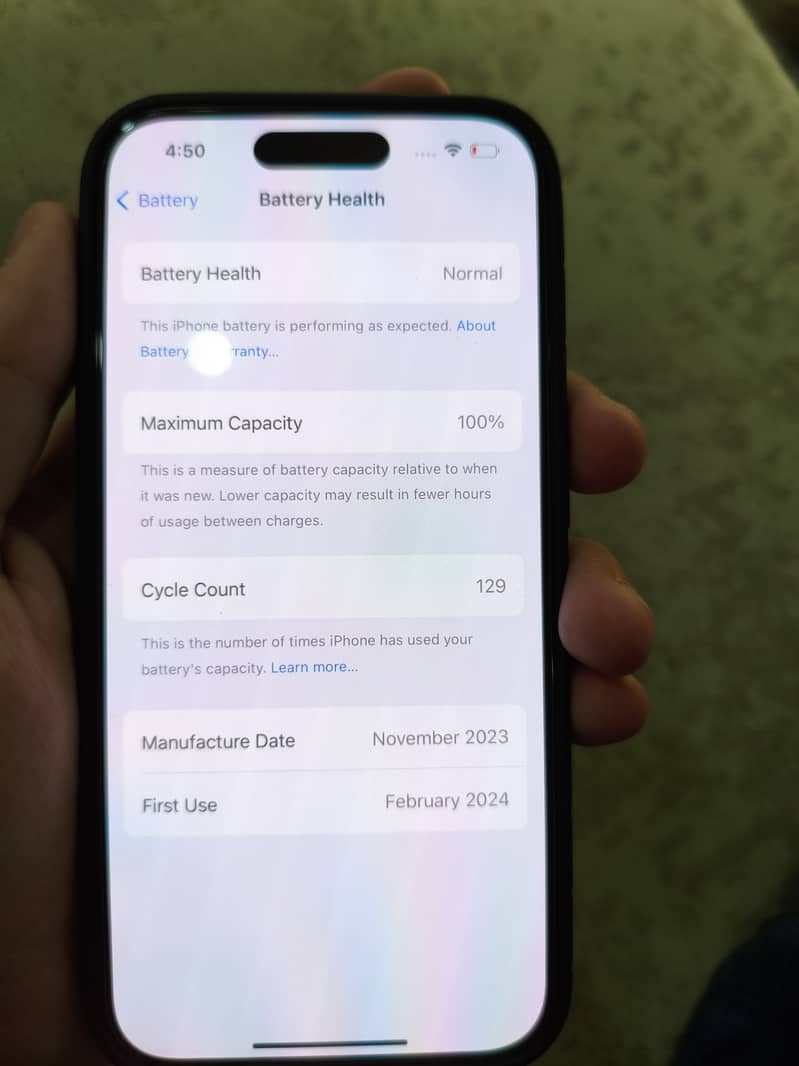 iPhone 15 pro 100 percent battery health 6